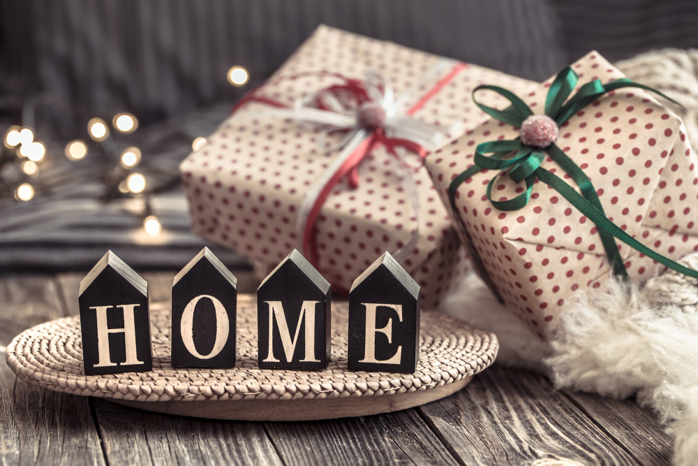 Photo cozy christmas composition in a homely atmosphere on a wooden table